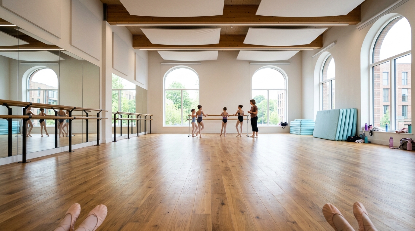 Struttura Dancing School S.r.l. - Pavimenti Harlequin e sbarre in legno massello